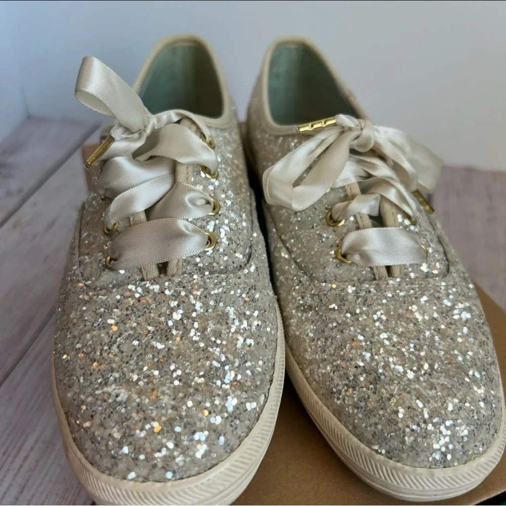 Kate Spade Keds Cream Glitter Shoes 8